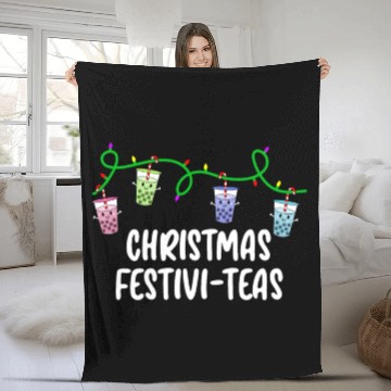 Discover Boba Tea Relax Christmas Cute Kawaii Bubble Milk Fleece Blankets