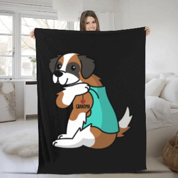 Discover Saint Bernard I Love Grandma Fleece Blankets