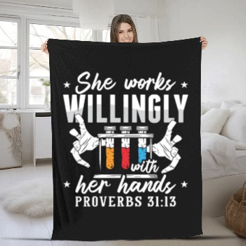 Discover Lab Tech She Works Willingly Laboratory Technician Fleece Blankets