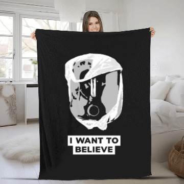 Discover I Want To Believe 001 B-W Skull Fleece Blankets