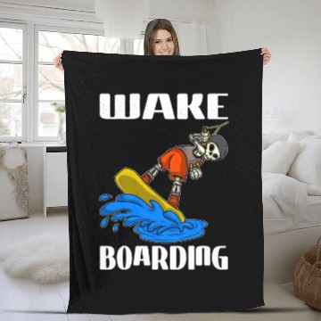 Discover Wakeboarder Skeleton On The Wakeboarding Fleece Blankets