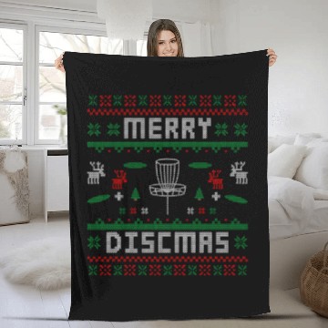 Discover Merry Discmas Disc Golf Ugly Dad Uncle Christmas Fleece Blankets