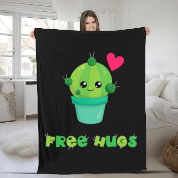 Discover Free Hugs Fleece Blankets Succulent Pun Cactus Gardening