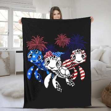 Discover Gift for turtle lover fourth of july 4th of july Fleece Blankets
