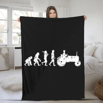 Discover Farmer Evolution Gift Tractor Tractor Fleece Blankets