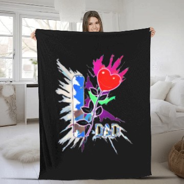 Discover I love dad with heart rose for love Fleece Blankets