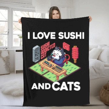 Discover I Love Sushi And Cats, Sushi Lover, Japan, Fleece Blankets