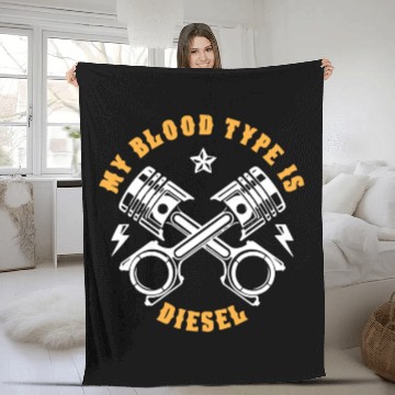 Discover My blood type is diesel, truck driver Fleece Blankets
