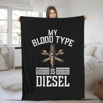 Discover My blood type is diesel, truck driver Fleece Blankets