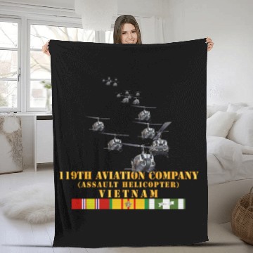 Discover Army 119th Aviation Company Assault Helicopter w V Fleece Blankets