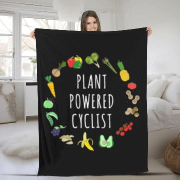 Discover Plant Powered Cyclist Vegetarian Vegan Cycling Fleece Blankets