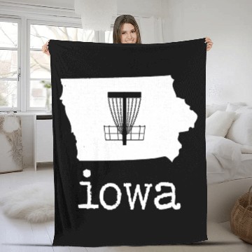 Discover State of Iowa Disc Golf Fleece Blankets Golfer Golfing