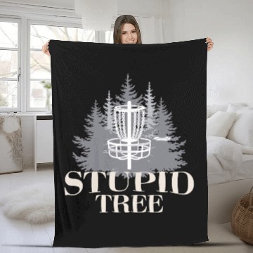 Discover Stupid Tree Funny Disc Golf Product Fleece Blankets