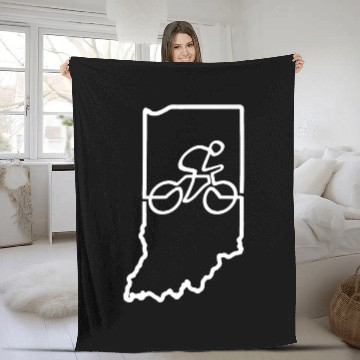 Discover Indiana Cycling Premium Fleece Blankets Cyclist Gift Bike