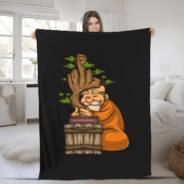 Discover Miniature Trees Bonsai Middle Finger Fleece Blankets
