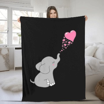 Discover Grey Elephant with love Fleece Blankets