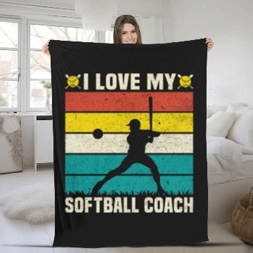 Discover Retro Vintage Style I Love My Softball Coach Fleece Blankets