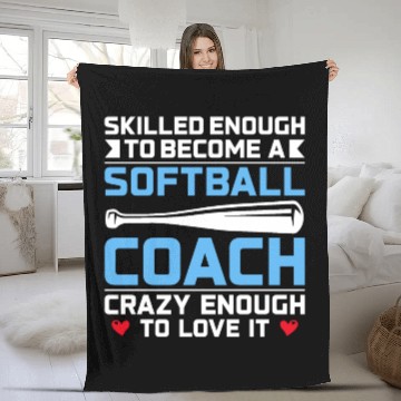 Discover Skilled Enough to Become a Softball Coach Fleece Blankets