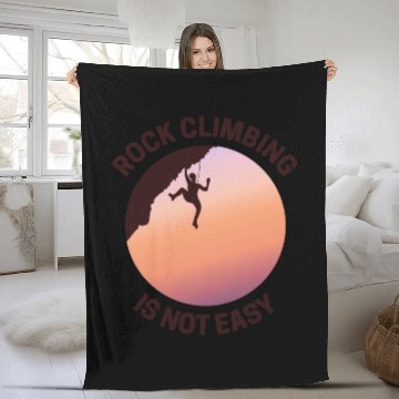 Discover Rock Climbing Rappelling Not Easy Fleece Blankets