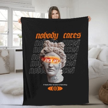 Discover Statue Nobody Cares Streetwear Fleece Blankets