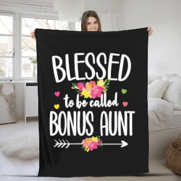 Discover Blessed Bonus Aunt Proud Step Auntie Gifts Fleece Blankets