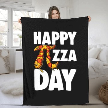 Discover pizza day white Fleece Blankets