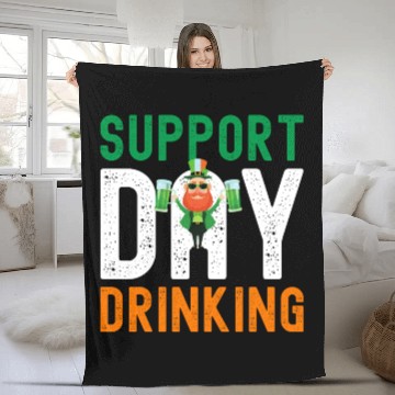Discover Support Day Drinking St Patrick's Day Fleece Blankets