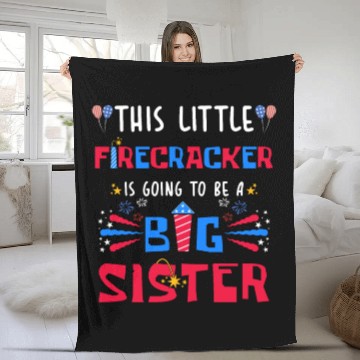 Discover This Little Firecracker is going to be Big Sister Fleece Blankets