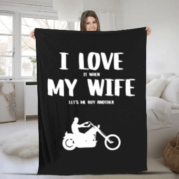 Discover I love it when my wife - funny chopper Fleece Blankets