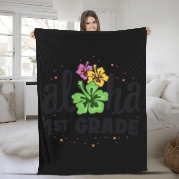 Discover Aloha 1st Grade Tropical Teacher First Day Back Fleece Blankets