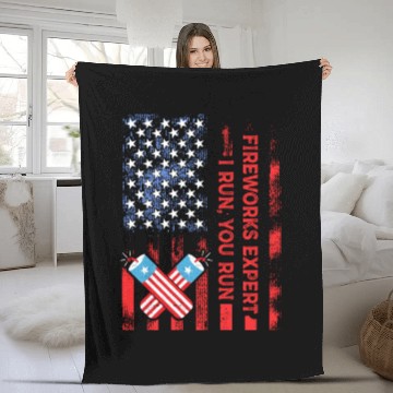 Discover Fireworks Expert I Run You Run Funny 4th Of July Fleece Blankets