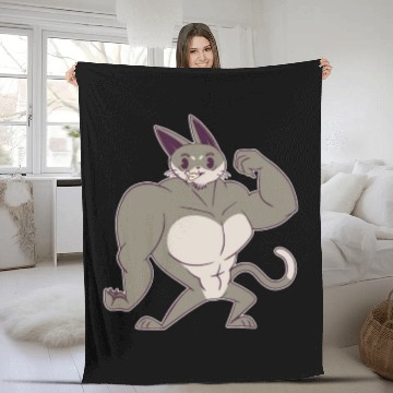 Discover Muscle Cat Fleece Blankets