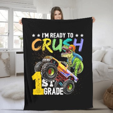 Discover 1st Grade Dinosaur Monster Truck Back To School Fleece Blankets