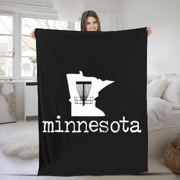 Discover State of Minnesota Disc Golf Fleece Blankets Golfer Golfing