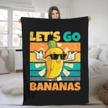 Discover Vintage Let's Bananas Funny Banana Fleece Blankets