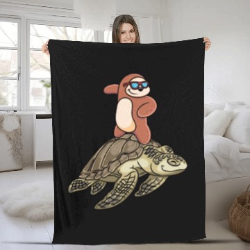 Discover Sloth Surfing Turtle Slow Animal Lover Fleece Blankets