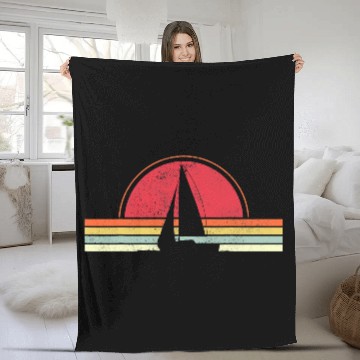 Discover Sailing Vintage Retro Sailboat Boating Boat Sailor Fleece Blankets