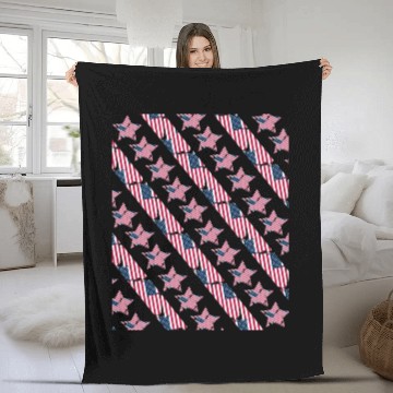 Discover Pattern flag Independence Since 1776 Fourth July Fleece Blankets