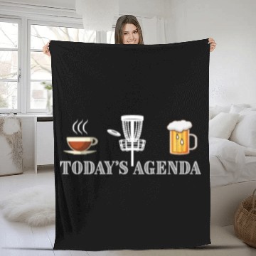 Discover Today's Agenda Coffee Disc Golf Beer Funny Gift Fleece Blankets