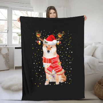 Discover Akita Fleece Blankets Akita Reindeer Christmas Light