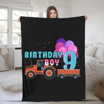 Discover Birth Born Age 9 Year Old Boy Ranch Farm Tractor Fleece Blankets