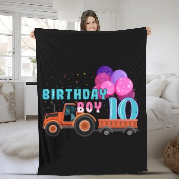 Discover Birth Born Age 10 Year Old Boy Ranch Farm Tractor Fleece Blankets