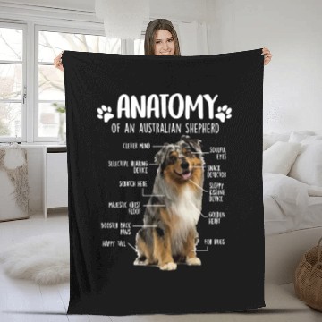 Discover Funny Anatomy Australian Shepherd Dog Lover Aussie Fleece Blankets