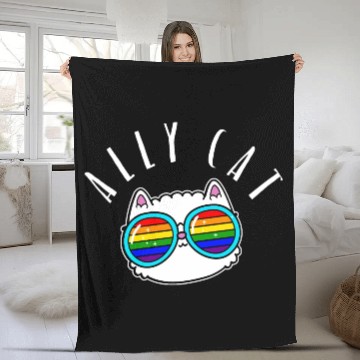Discover Ally Cat - LGBTIQ Queer Gay Pride CSD Cartoon Fleece Blankets
