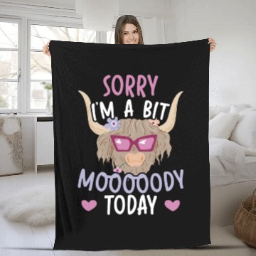 Discover I'm A Bit Moody Today Scottist Highland Cow Lover Fleece Blankets