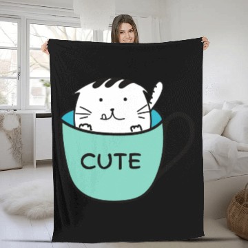 Discover ask me about my cat funny cat Fleece Blankets