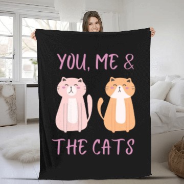 Discover ask me about my cat funny cat Fleece Blankets