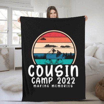Discover COUSIN CAMP 2022 Funny Summer Vacation Camping Fleece Blankets