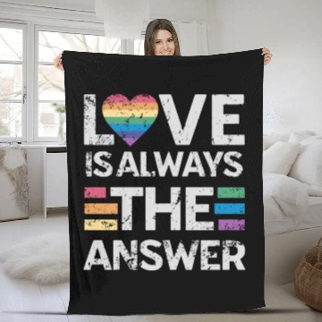 Discover Love is always the answer Rainbow Heart LGBTQ+ Fleece Blankets