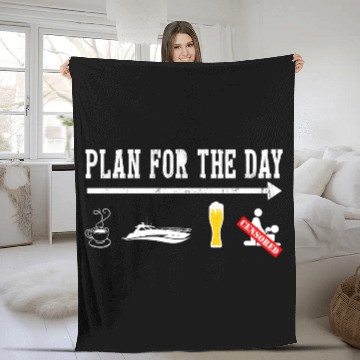 Discover Plan For A Day Drinking Coffee Boating Boat Lover Fleece Blankets